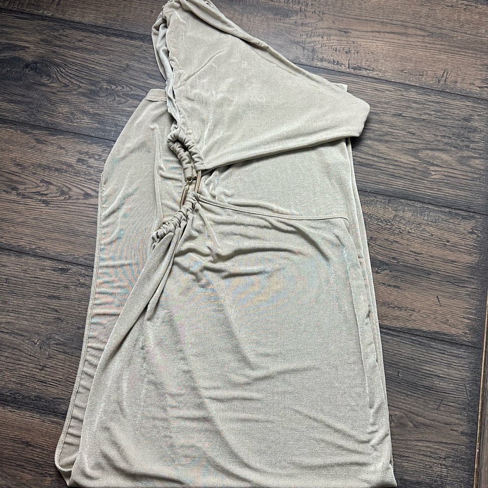 Beige Ruched Dress